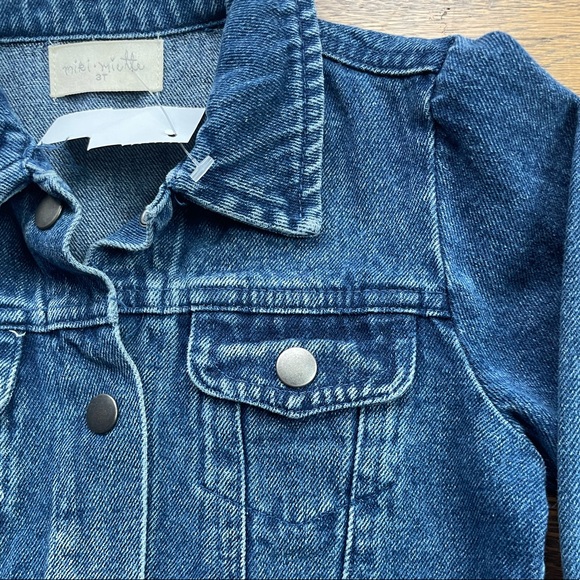 miki miette denim jacket with smiley, rainbow & evil eye patches in EUC. Size 3 - Picture 5 of 8
